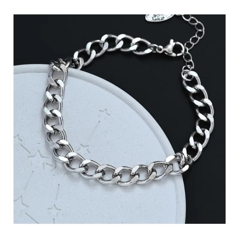 Bracciale Cubano di Alta Gamma da Donna, Stile Hip-hop Estivo, Semplice e di Tendenza, Gioiello in Argento Anticato