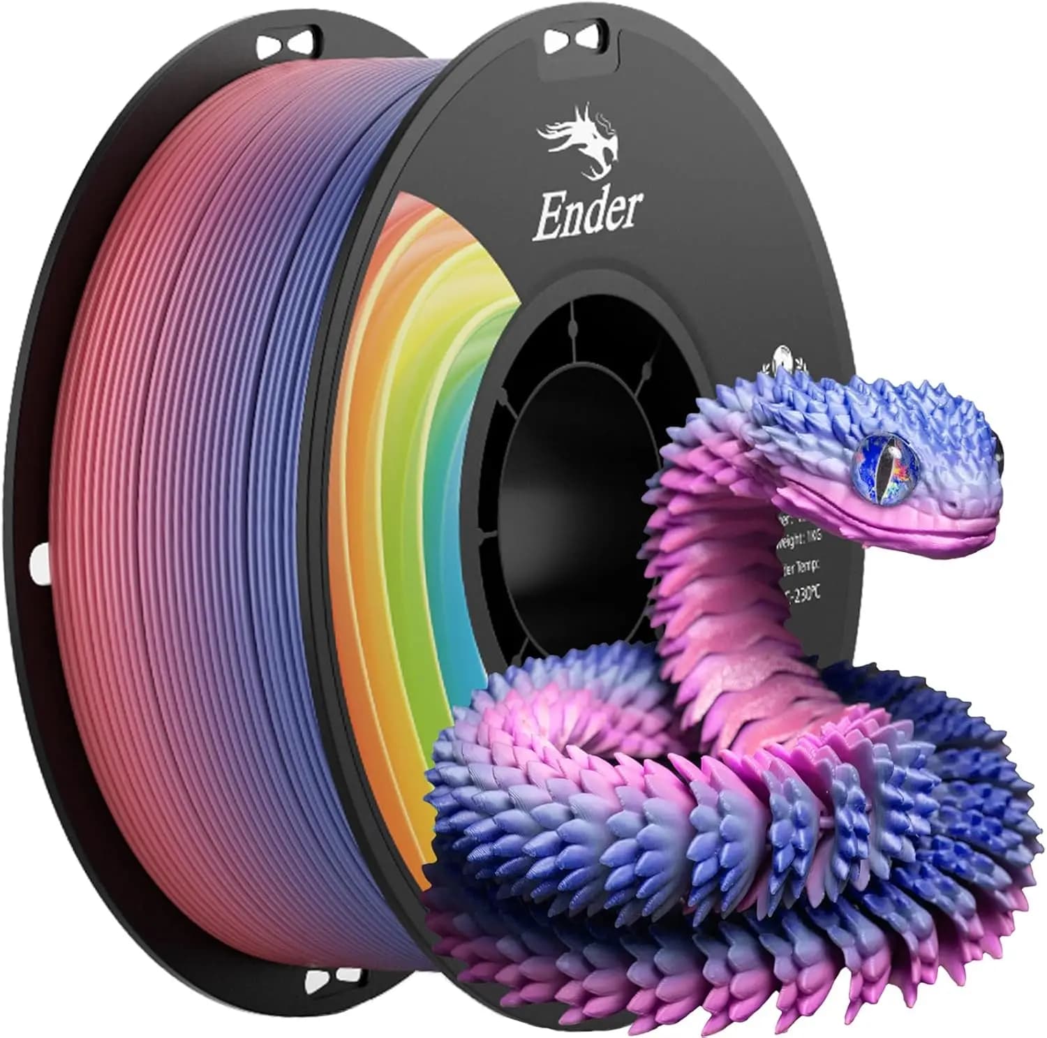Rainbow PLA+ 3D Printer Filament 1.75mm, Strong Toughness, No-Tangling, 1kg Spool, Accuracy +/-0.02mm, Multi-Color