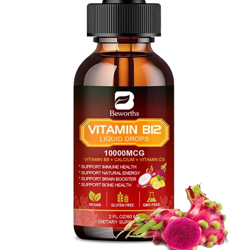 Beworths 60ML Liquid Drops of Vitamin B Boost Immune System Brain Support Heart and cardiovascular health Improves memory concentration and mood