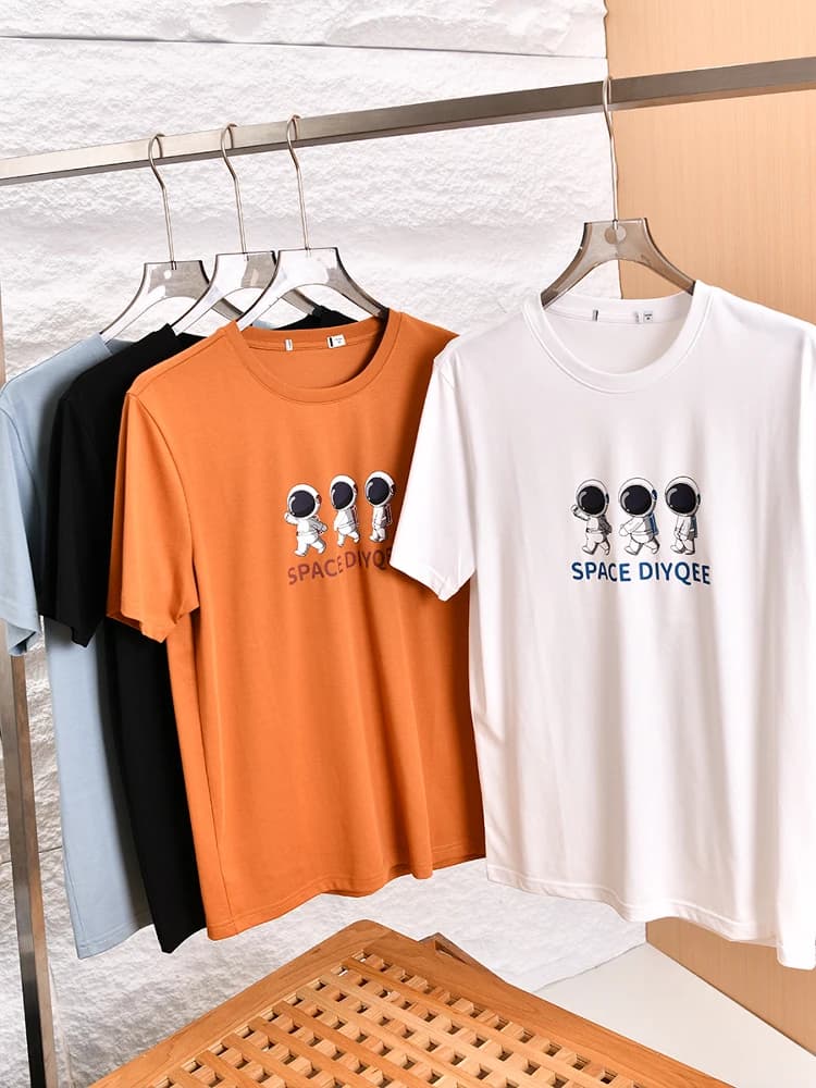 Soft Comfortable round Neck Short Sleeve T-Shirt for Men Casual Versatile Summer Print Top Quality Youthful Creative Design
