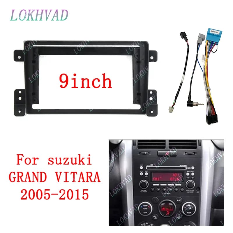LOKHVAD Adattatore Fascia per telaio auto da 9 pollici per Suzuki Super Grand Vitara 2005-2015 Pannello di montaggio per cruscotto radio Android