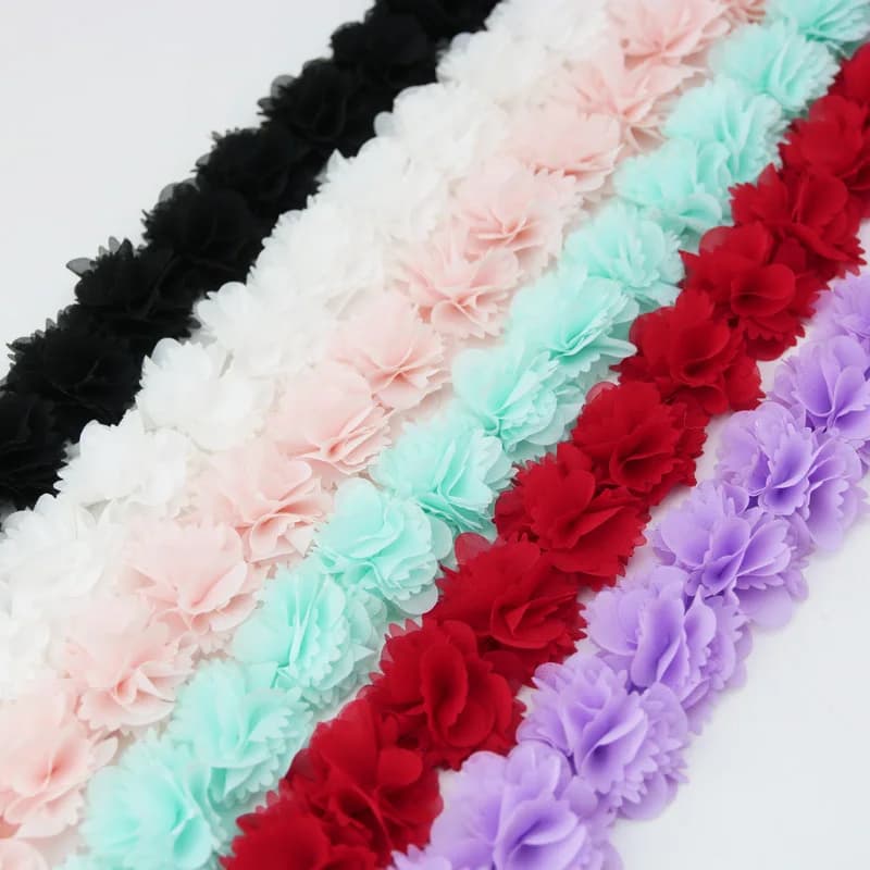 (1 Meter) Chiffon Lace Fabric Ribbon Decoration Flower Clothing Accessories Gift Ribbon Crafts Nonwoven Foundation Lace