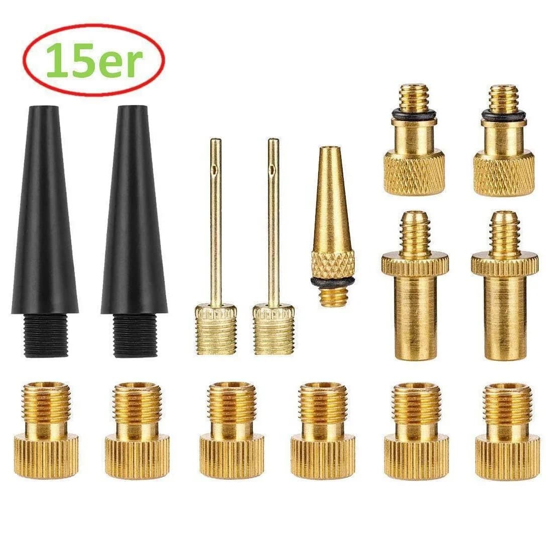 15/24/25/32pcs Set di adattatori per valvole per bicicletta in rame Adattatori per pompa SV/AV/DV per kit di accessori per pompa di gonfiaggio per bici da strada MTB