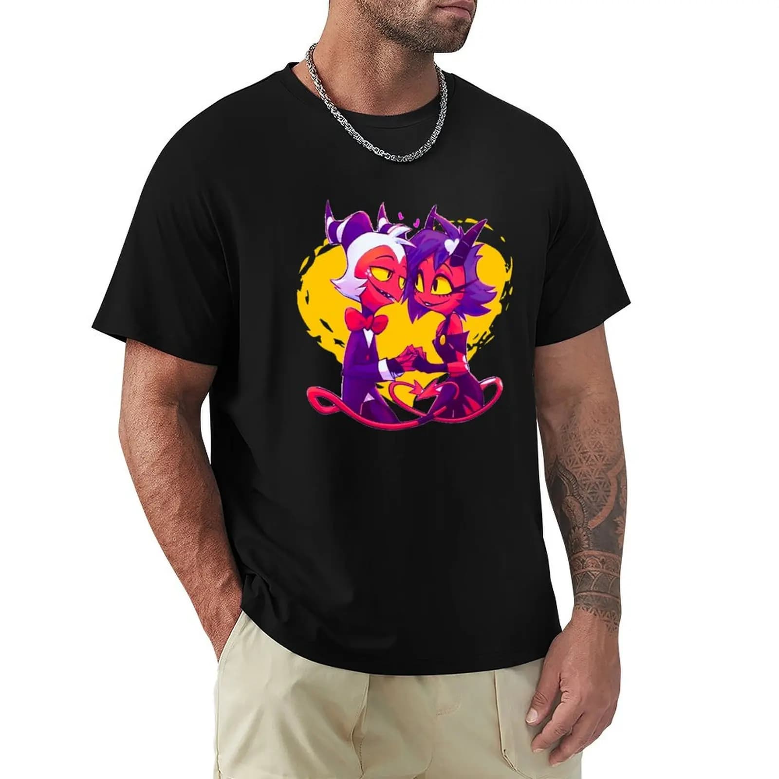 Helluva Boss Millie and Moxxie T-Shirt Minimalist Casual Short Sleeve Top