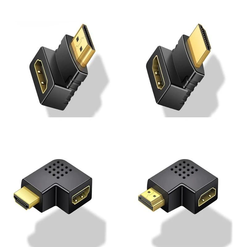 HDMI 2-piece male-female, left and right elbows for high definition cable, male-female HDMI conversion interface at 90 degrees