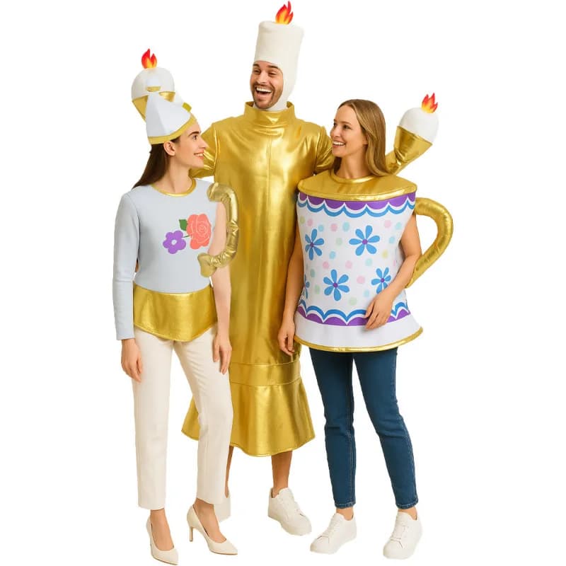 Halloween Cosplay Costume Candle Outfit Adult Stage Party Funny Roleplay Suit Carnival Performance Dress Up Set Hat Gloves