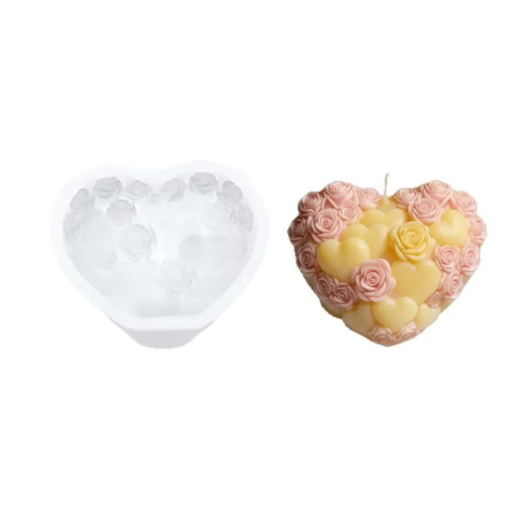 Nuovo Stampo in Silicone a Forma di Cuore Floreale Premium 2026 per Candele Profumate, Gesso, Sapone, Resina, Cioccolato e Torte Fatte a Mano