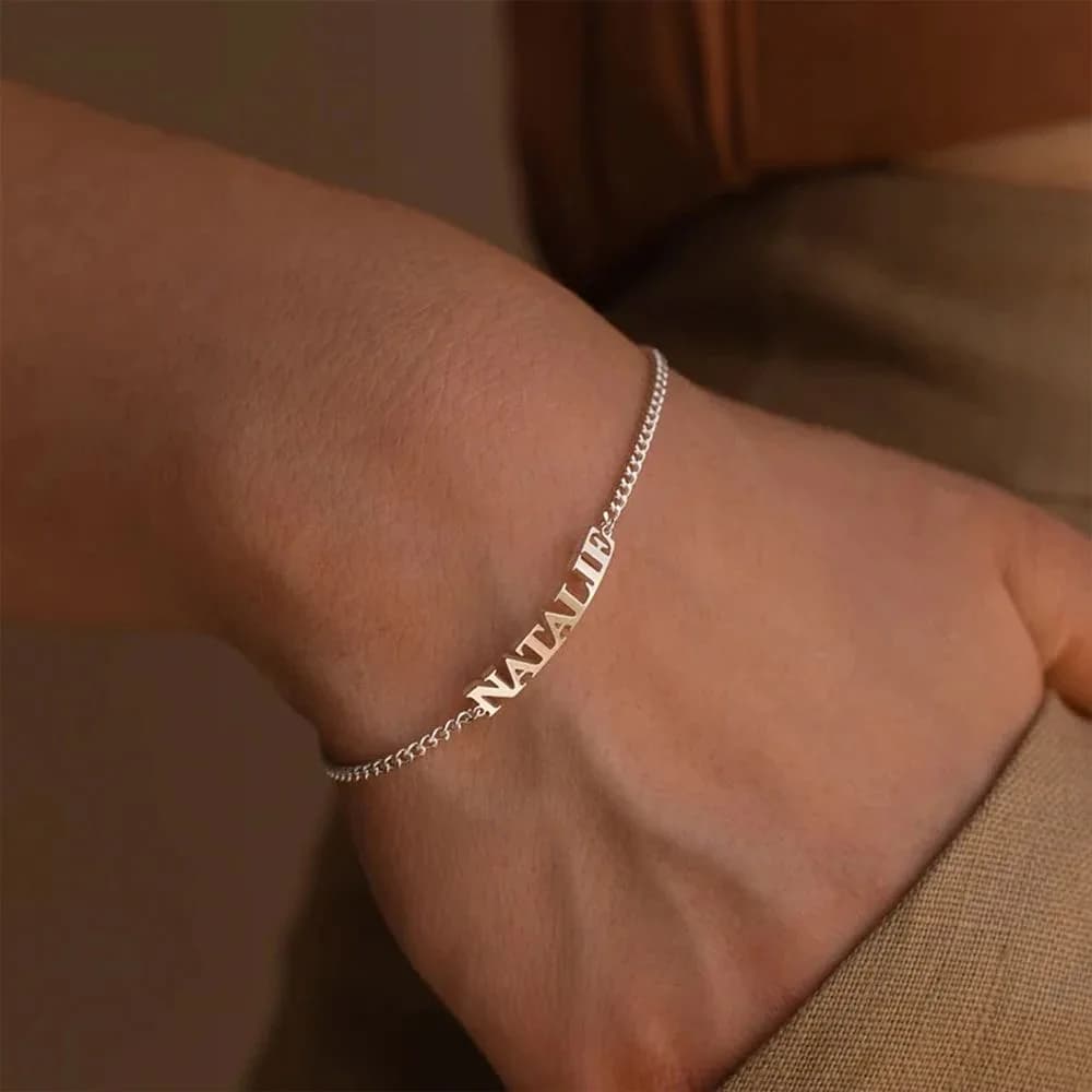 Bracciale con nome personalizzato alla moda Bracciale con catena a serpente in acciaio inossidabile Bracciale per coppia Gioielli da donna personalizzati Personalizza il regalo del braccialetto per bambini