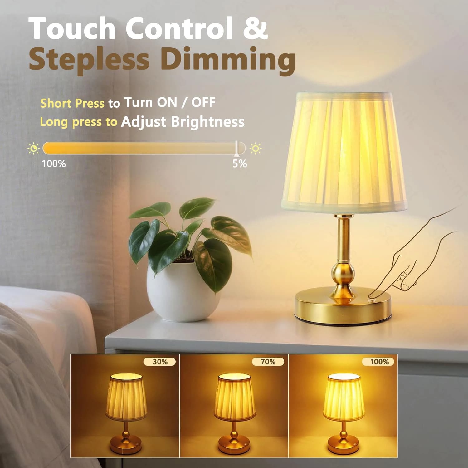 Lampada da Tavolo LED Ricaricabile Senza Fili con Sensore Touch, Luce Notturna da Scrivania per Ristoranti, Hotel, Bar, Camera da Letto, Arredamento Casa, Lettura