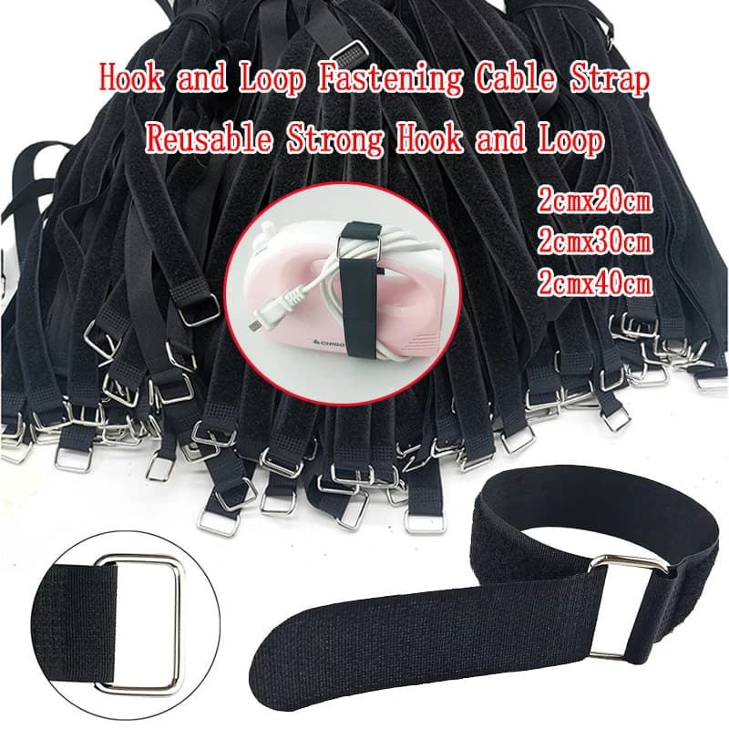 5/10pcs Hook and Loop Fastening Cable Strap Reusable Nylon Extend Securing Strap Adjustable Cinch Strap Reverse Buckle Straps