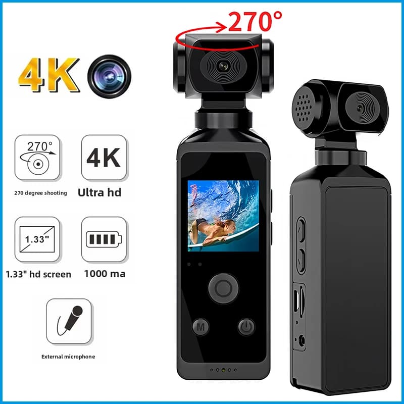 Pocket Action K8 4K 270 ° Swivel Inch Camera Vlog Wifi Mini Sports Camera Waterproof Helmet Bicycle Driver Registration