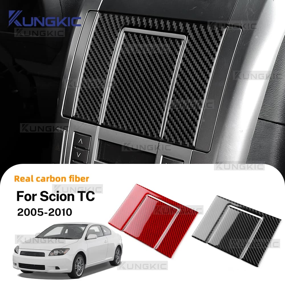 Adesivo in vera fibra di carbonio morbida per Scion tC 2005 2006 2007 2008 2009 2010 LHD RHD, rivestimento del pannello CD del controllo centrale dell'auto