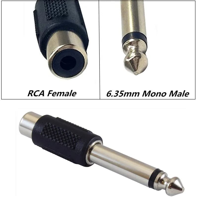 5/10 Pz RCA Female Jack 6.35mm 1/4 inch Mono Male Plug Audio Adapter FAI Headphone Connector FM Microphone