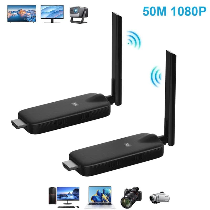 Trasmettitore e Ricevitore Video Wireless HDMI da 50M, Adattatore HD per Condivisione Schermo e Mirroring per PC, TV, Proiettore