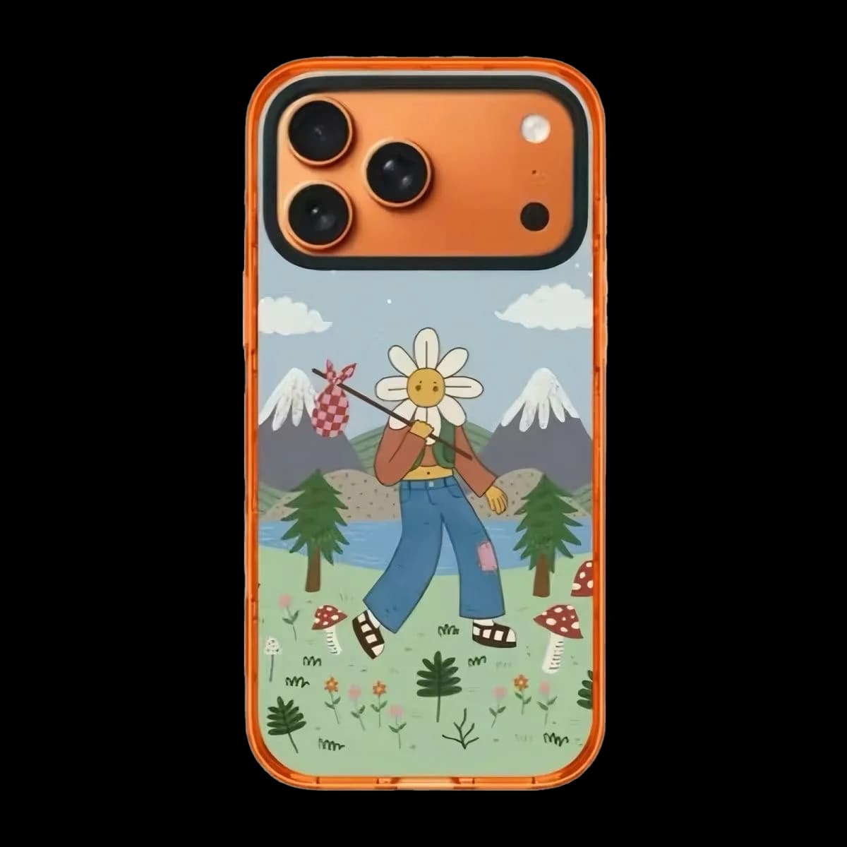 Creative Flower People Orange Border Magnetic Case: Compatible with IPhone 17 16 15 14 13 12 Pro Max 17 Air