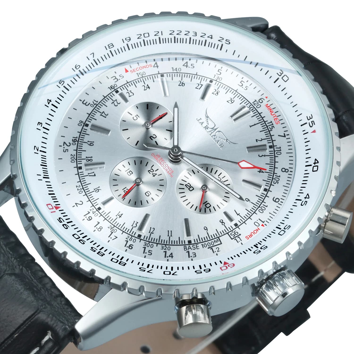 Orologio Automatico JARAGAR Pilot per Uomo, Multifunzione Militare con Quadranti Secondari, Orologio Meccanico di Lusso con Cinturino in Pelle