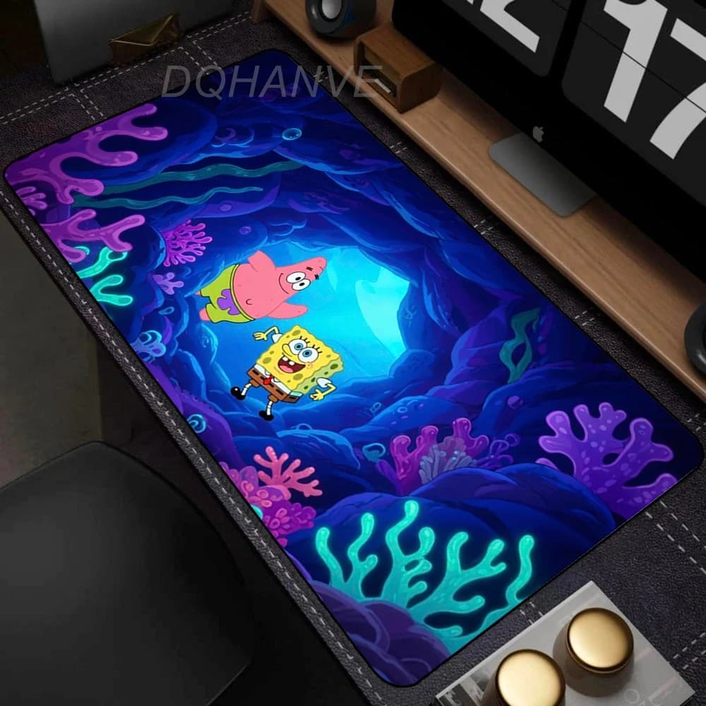 Tappetino per mouse SpongeBob SquarePants ad alta definizione, Squidward Tentacles, Patrick Stat, per ufficio e computer, con bordi rinforzati e antiscivolo