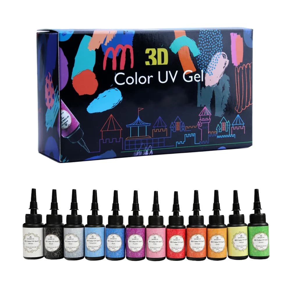 Resina Epossidica UV in 12 Colori, Gel UV per Penna 3D, Resina Dura a Basso Odore, 10ml/0,34oz per Flacone