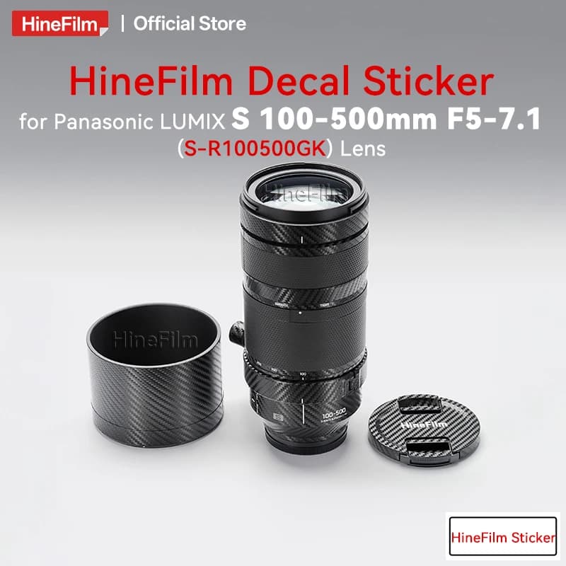 Hinefilm Pelle per Lumix S 100-500 Adesivo per lenti 100500 Copertura avvolgente per Panasonic Lumix S 100-500mm f/5-7.1 Pelle protettiva per lenti