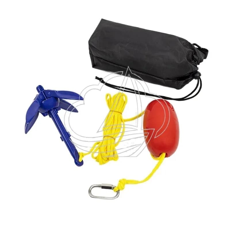Kit Ancoraggio per Kayak, Ancora Pieghevole in Alluminio con Corda da 5M e Boa, Set Ancoraggio Pieghevole per Barche Piccole e Motoscafi