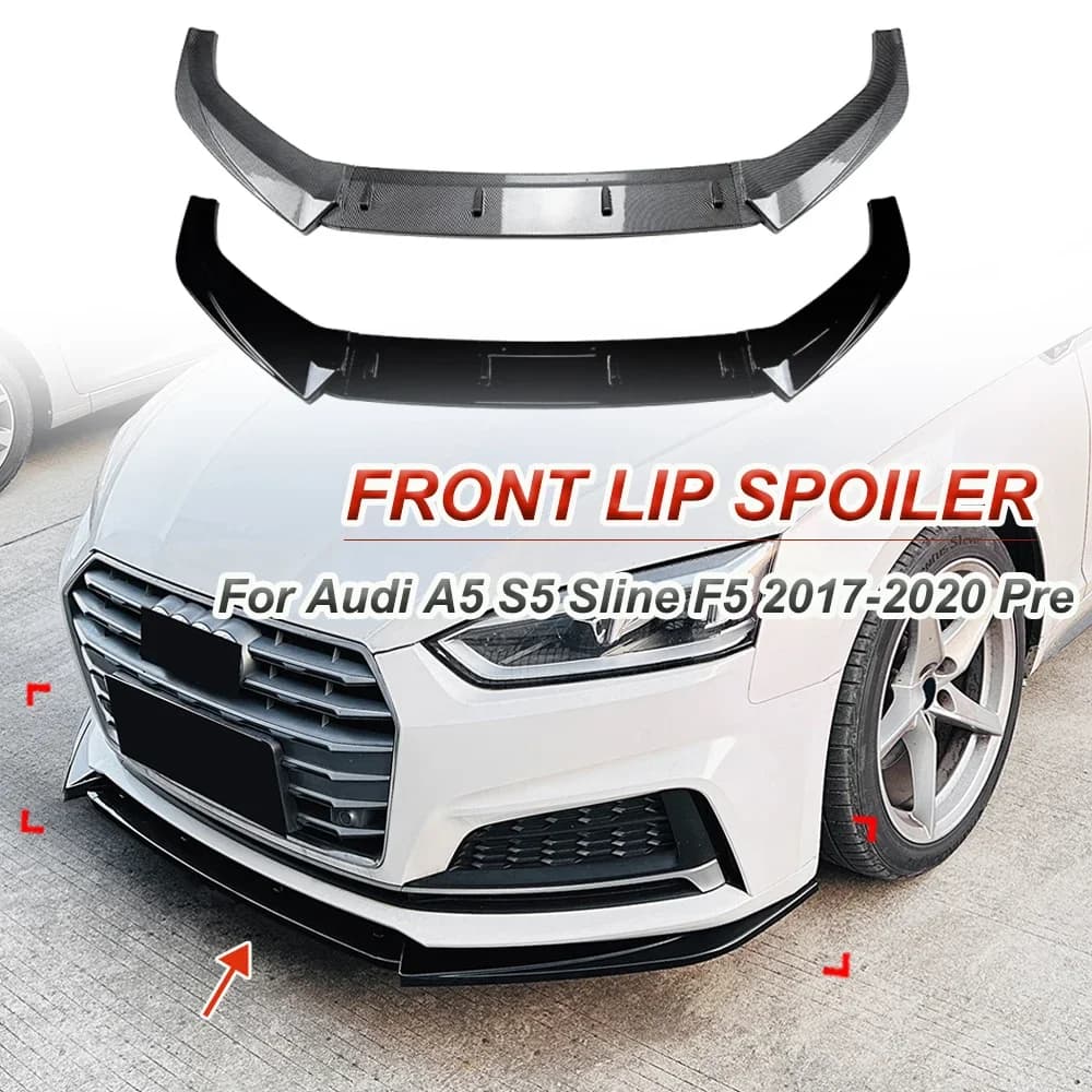 For Audi A5 S5 S-Line F5 Pre-Facelift 2017-2020 Sportback Front Bumper Lip Splitter Spoiler Diffuser Under Chin Body Kits Tuning