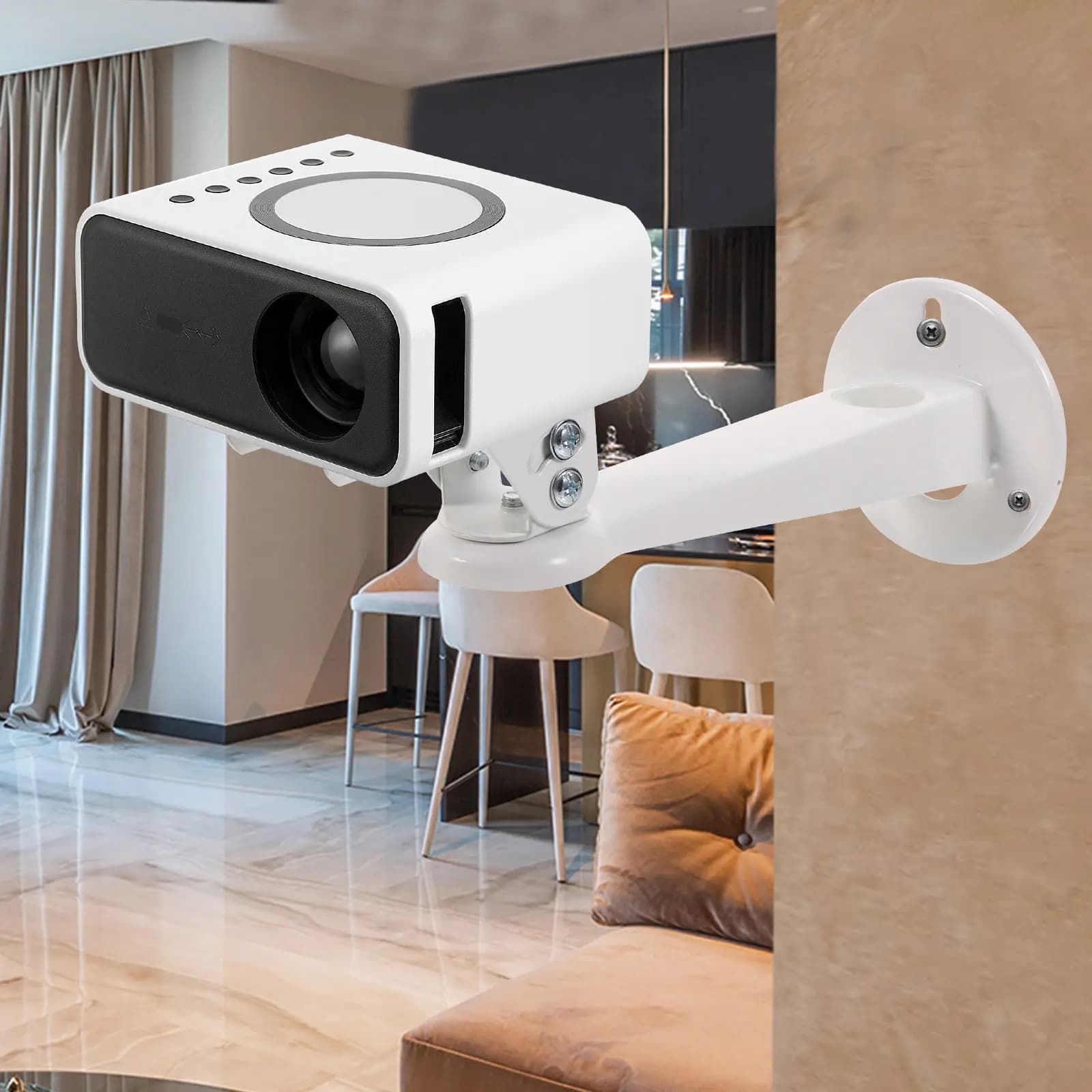 Projector Wall Mount Stand Single Hole Wall Bracket 360 Degree Adjustable Projector Screen Mount Holder 360 Degree Bracket