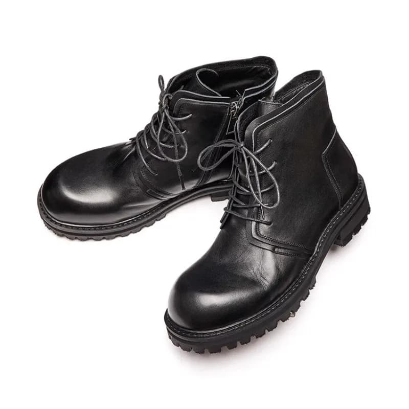 Stivaletti Chelsea in vera pelle fatti a mano Scarpe alte da uomo Escursionismo all'aperto Nero Casual Lavoro Stivali moda con suola spessa Uomo