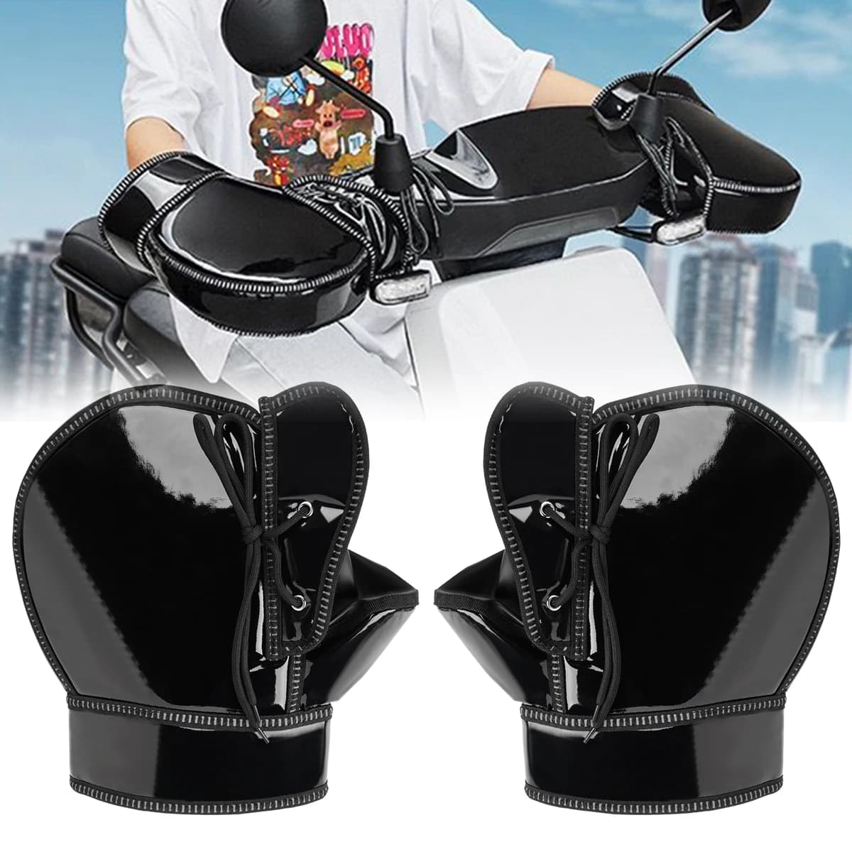 Guanti da manubrio per moto cuffie per Scooter guanti invernali con manico caldo guanti impermeabili antivento per manubrio per moto