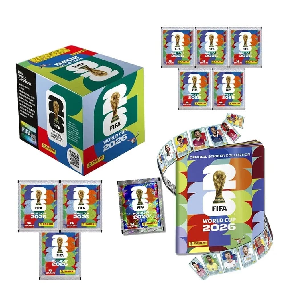 Hot Panini 2026 FIFA World Cup Sticker Collection Box 50 Packs Football Star Stickers Collectible Cards Soccer Fan Souvenir Gift