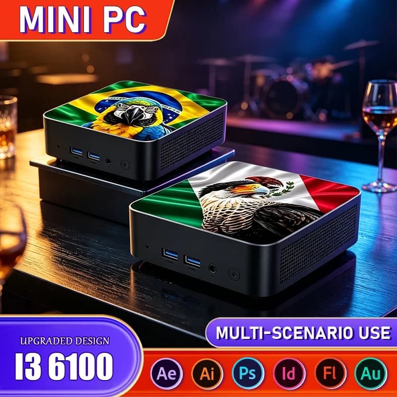 Powerful Portable Gaming Mini PC New Mexico Brazil Flag Core i3 6100 16GB 2TB M.2 SSD Win11 4K@60Hz HD