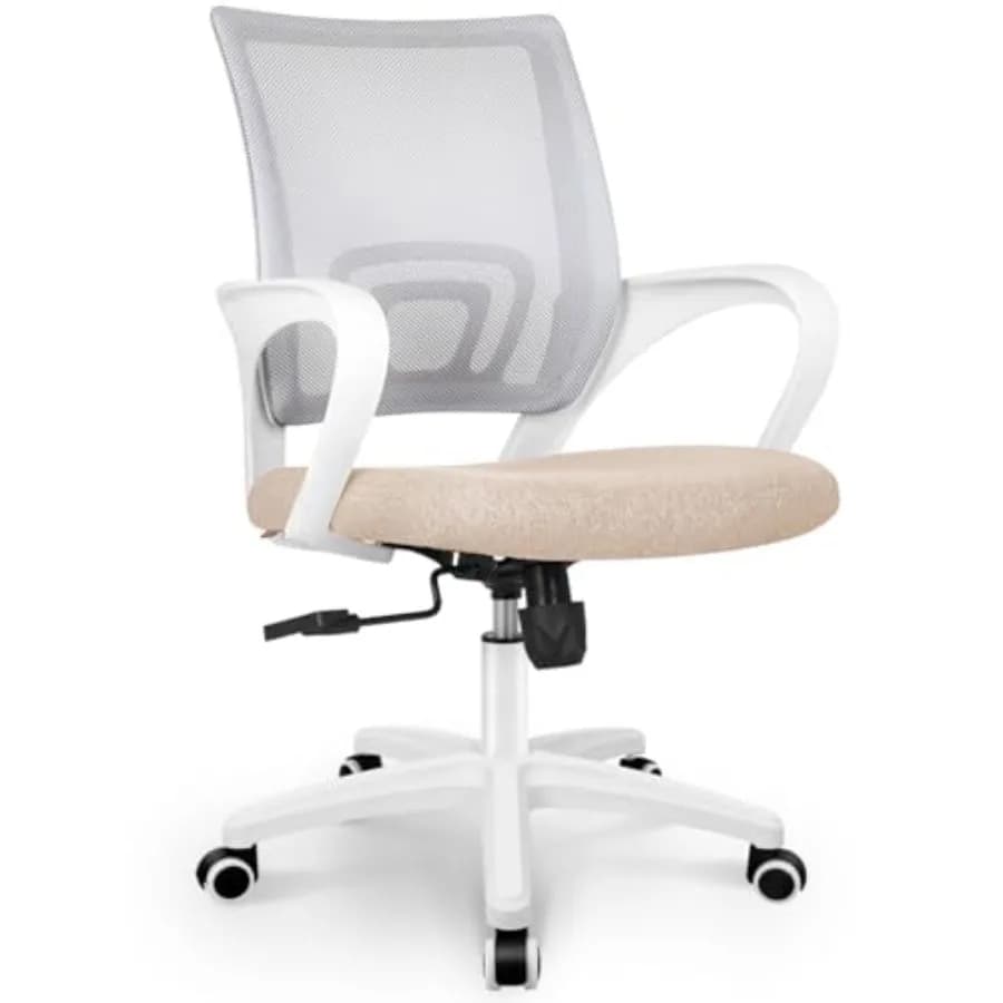 Sedia da Ufficio Ergonomica con Schienale Medio in Rete, Supporto Lombare Confortevole, Altezza Regolabile e Girevole per Lavoro da Casa