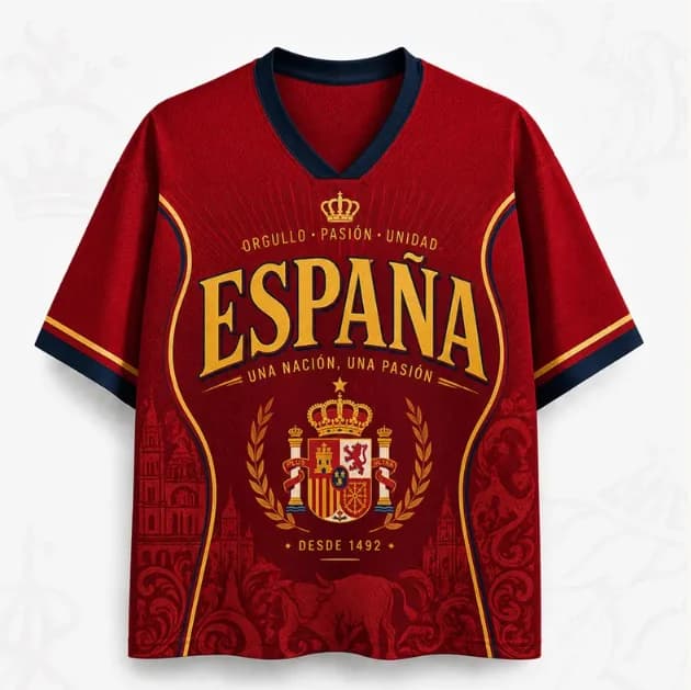 Spanish summer football jersey with fan print, breathable, lightweight, fashionable and versatile, suitable for daily training