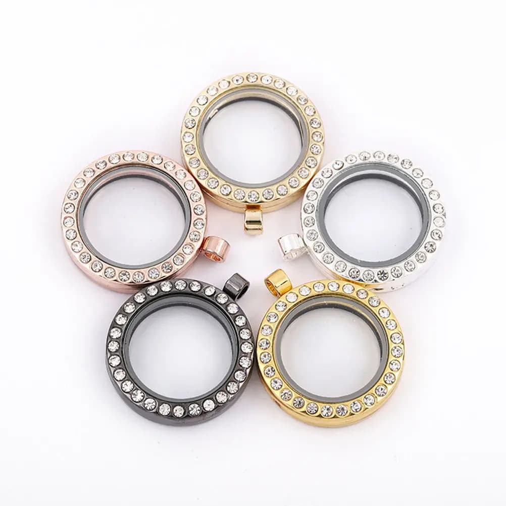 4 Pieces Customizable Pendants with Photo Strass, for Necklaces and Bracelets, Accessories Fai-da-Te, Frame Ornaments