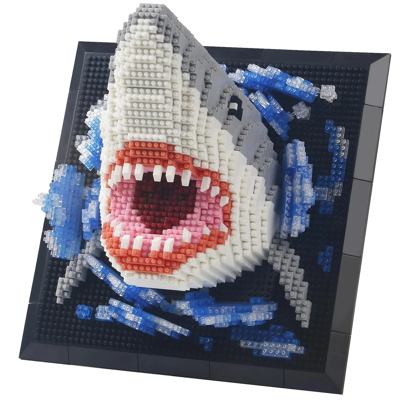 1800 Creative 3D Shark Wall Painting Building Blocks - Miniature Assembly Christmas Birthday Gift Valentine's Day Decoration Orn