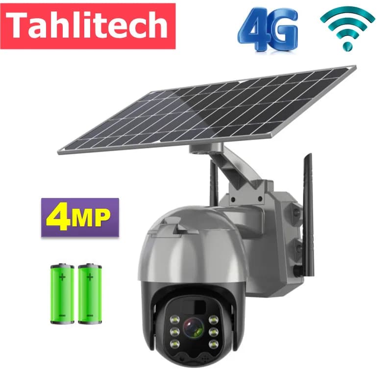 Telecamera solare WIFI 4MP 4G Batteria incorporata Telecamera IP esterna Telecamera PTZ di sicurezza wireless WIFI da 4MP Telecamera di sorveglianza del movimento PIR