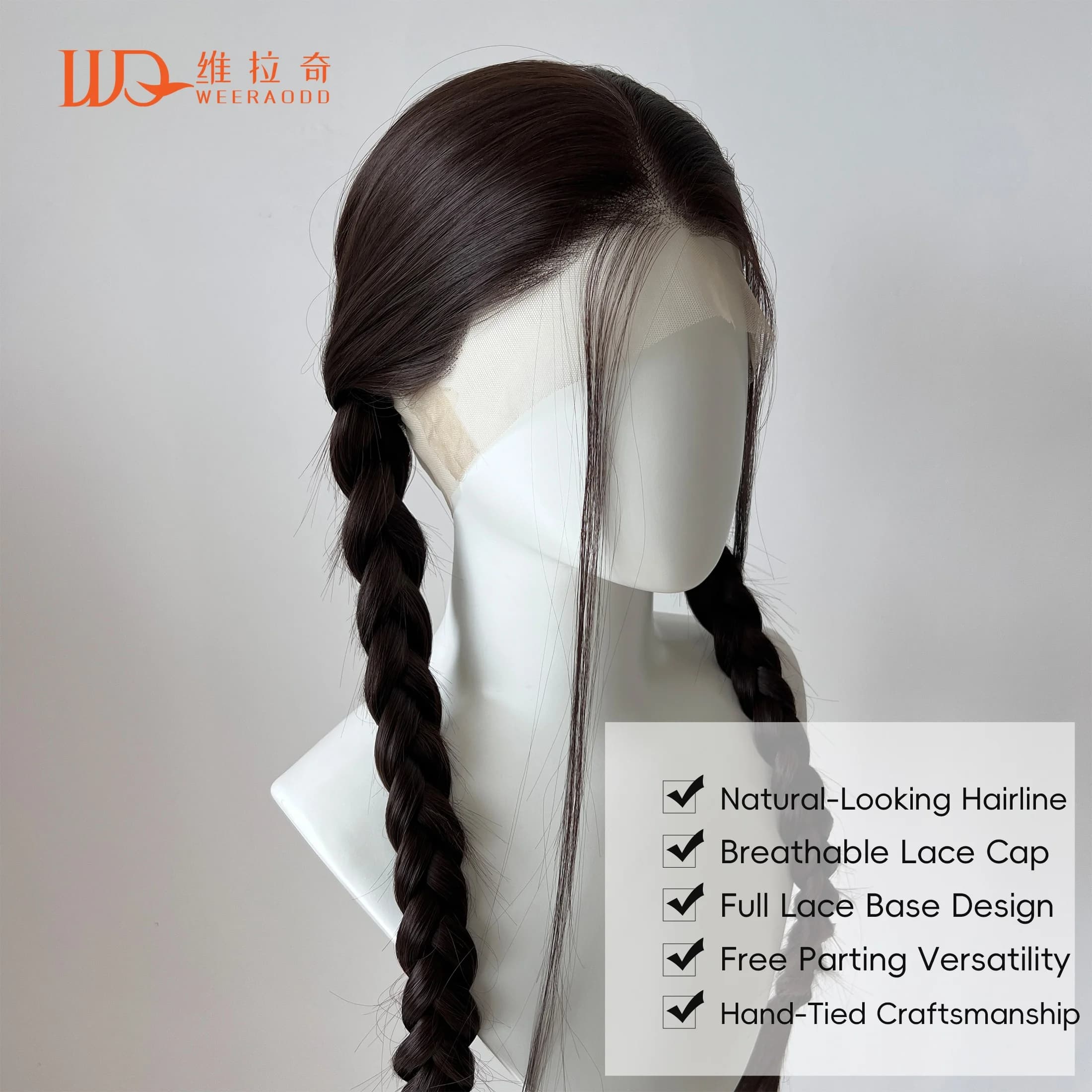 Full Lace Wig 28" Dark Chocolate Brown Synthetic Hair Natural Brunette Glueless Cosplay Festival Party Wigs Unisex HandTied Heat