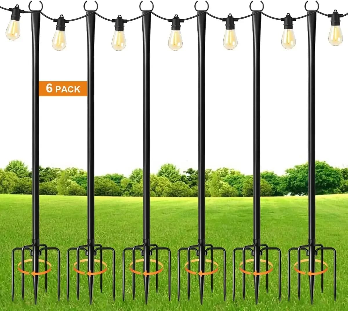 Pali di Supporto in Metallo per Luci da Esterno, Supporti a Forcella per Giardino, Cortile, Pergola, Patio, Campeggio, Feste