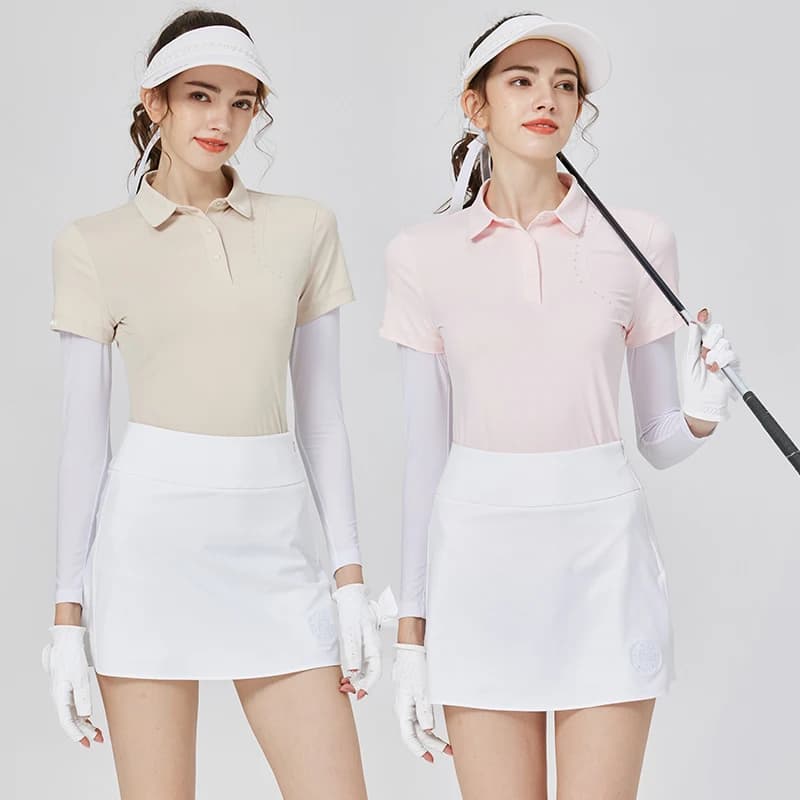 Blktee Summer Golf Donna Top Camicia rinfrescante a maniche lunghe in seta di ghiaccio Falso in due pezzi T-shirt ad asciugatura rapida Gonne a pieghe sottili Gonna da golf