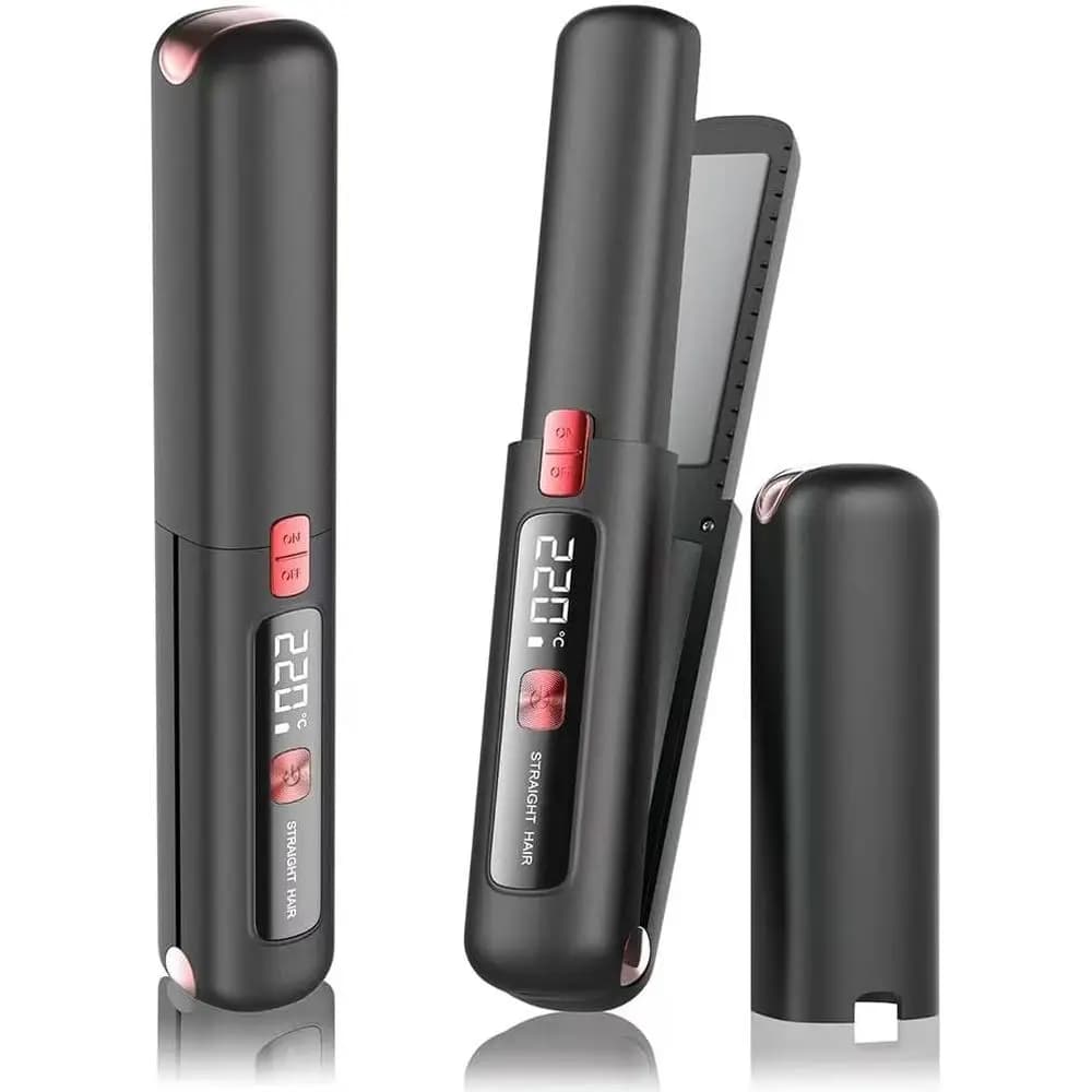 Mini piastra e arricciacapelli 2 in 1, leggera, ricaricabile tramite USB, batteria da 4500 mAh, riscaldamento rapido, portatile per viaggi (Bla