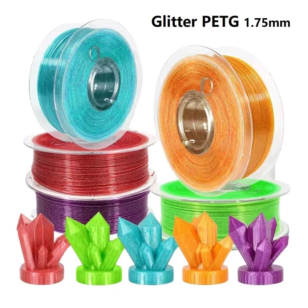 Filamento PETG glitterato 1,75 mm 1 kg 500 g 250 g Filamento scintillante PETG Nero Blu brillante Materiali per stampante 3D FDM Filamento PETG Oro