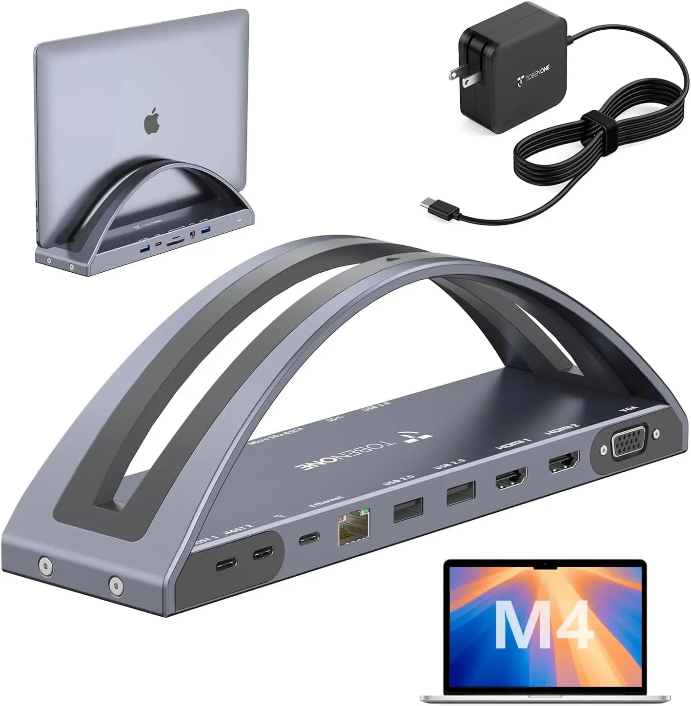 Docking Station USB-C per Doppio Monitor con Alimentazione da 100W, Porte HDMI, VGA, USB per MacBook Pro/Air