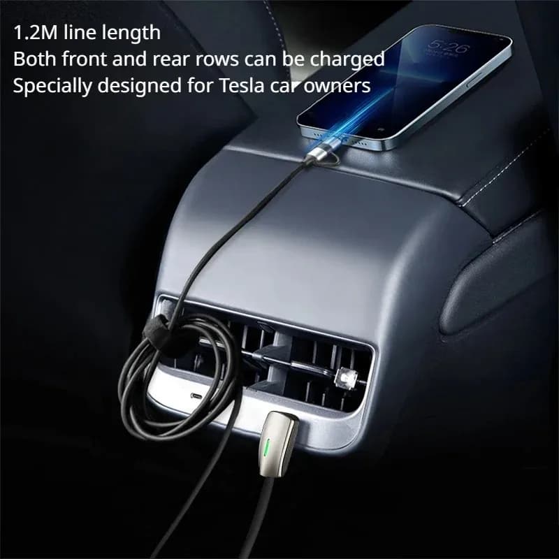 Quick USB Type C Charging Cable for Tesla Model 3 and Model Y, 60W Type-C, 27W Lightning, Charging Phone, Liquid Silicone Update