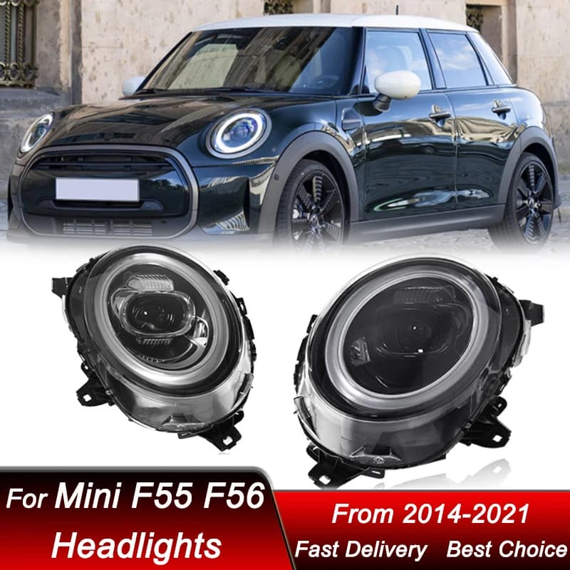 Fari anteriori per BMW Mini F54 F55 F56 F57 14-21 Full LED DRL, gruppo ottico con lente proiettore potenziata, kit accessori