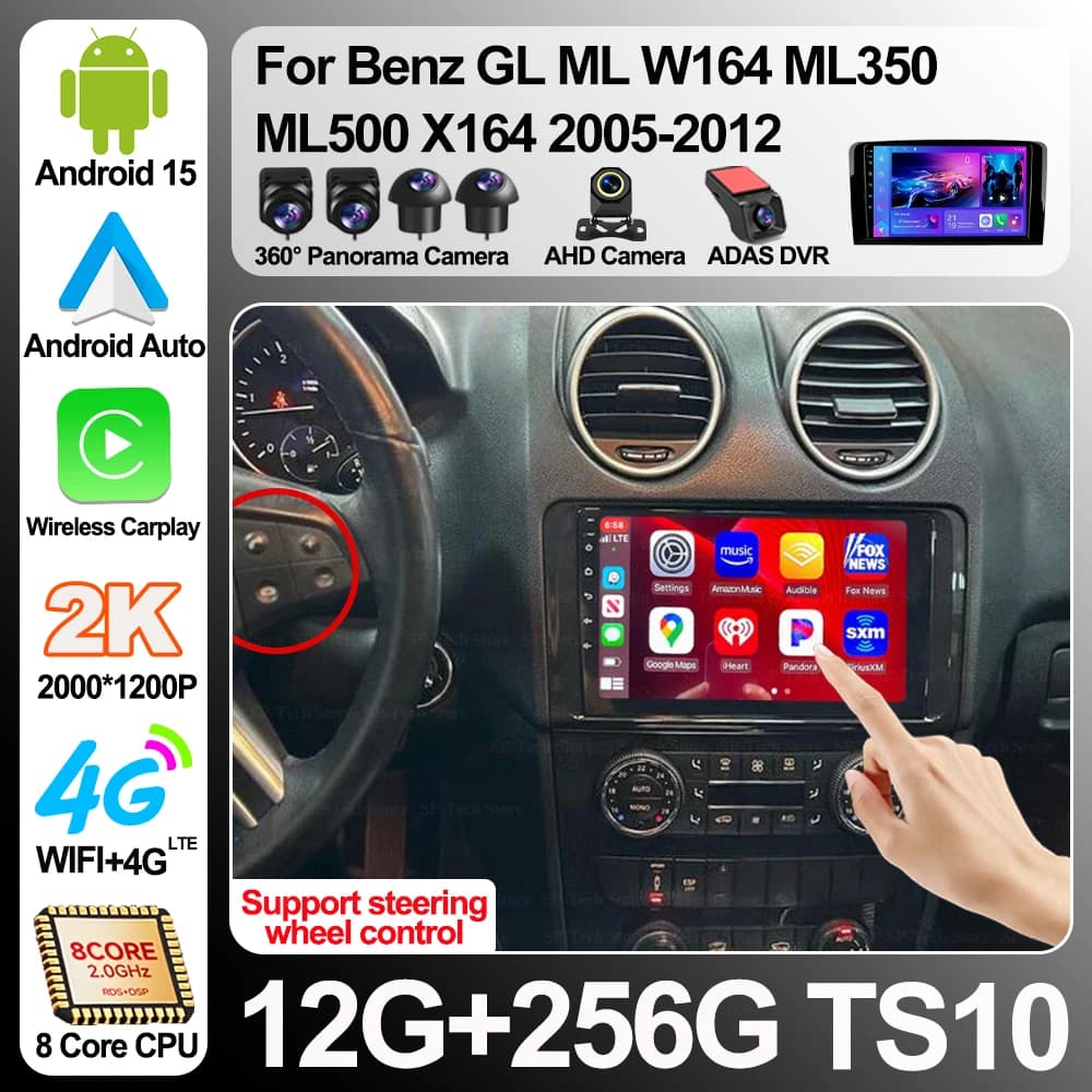 Autoradio Android 16 per Benz GL ML W164 ML350 ML500 X164 2005-2012, Lettore Multimediale Video GPS Stereo con Carplay, Schermo 2din 5G
