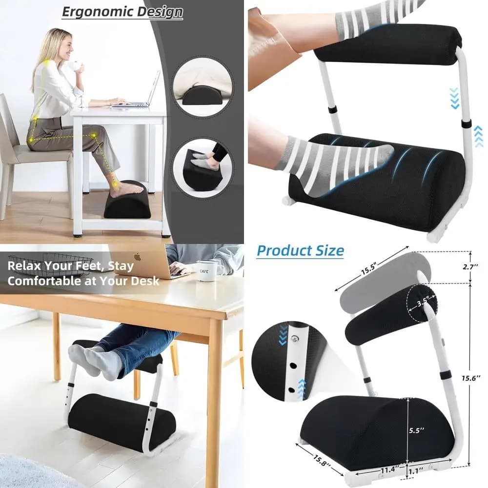 Poggiapiedi Ergonomico Regolabile in Altezza per Ufficio e Casa, con Cuscino Rimovibile