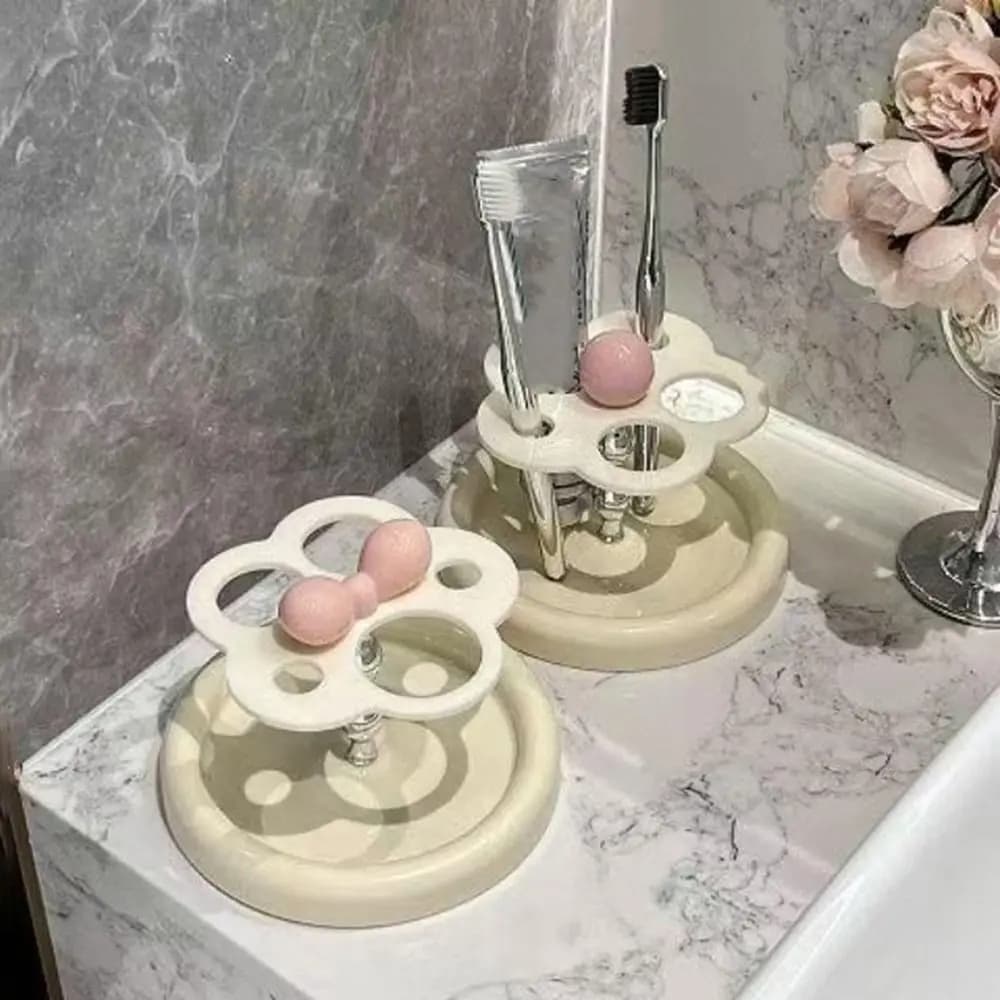 Flower Shape Plastic Sprinkle, Decorative and Cute, Waterproof Electric Sprinkle Holder, Desk Toothpaste