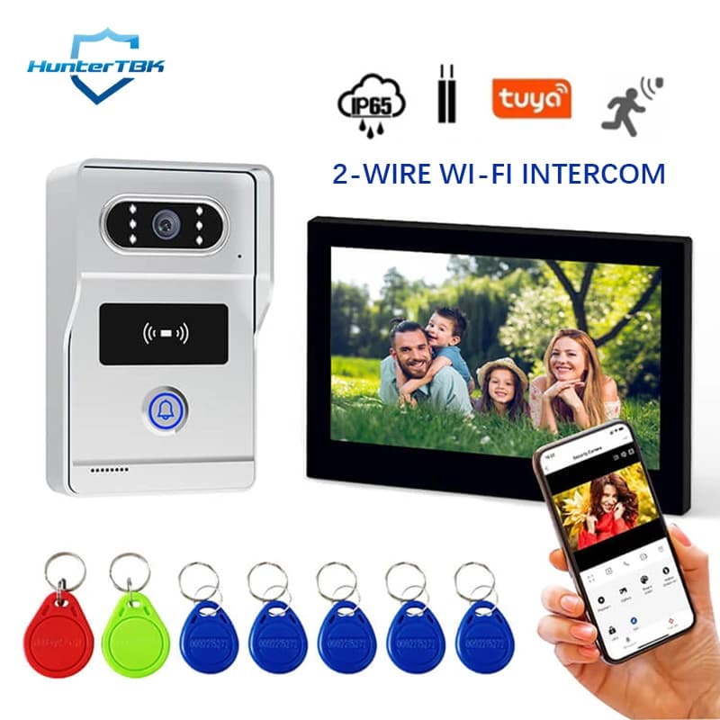 Videocitofono WiFi Tuya Smart Life a 2 Fili 1080P, Videocitofono Impermeabile con Schermo da 7″, Campanello con Telecamera, Sistema di Sicurezza per Porta