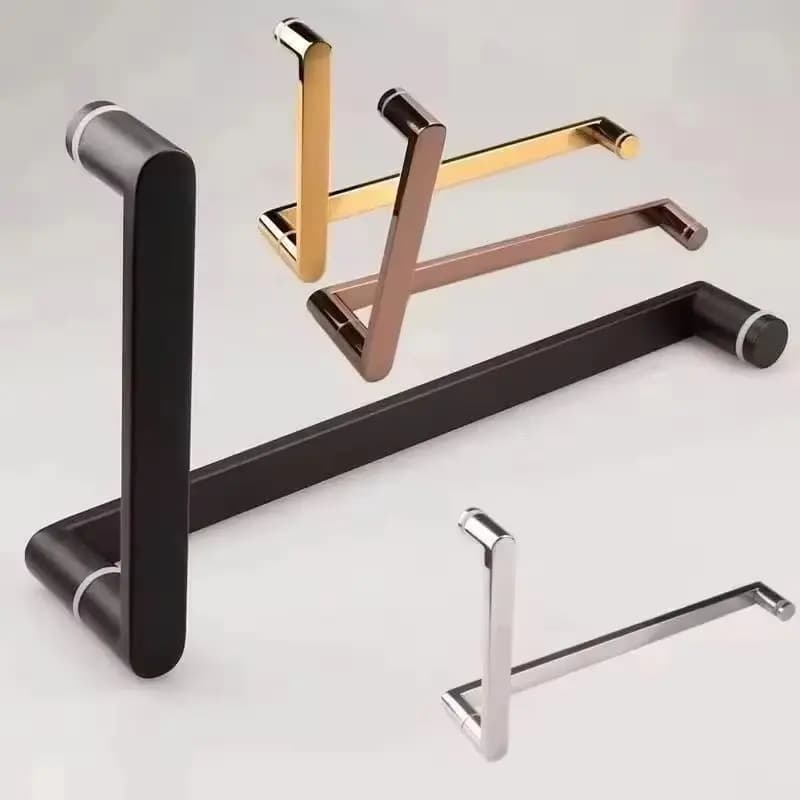 Maniglie per Porte in Vetro in Acciaio Inox 304, Maniglie a L per Porte del Bagno, Portasciugamani per Vetro da 8~12mm, Oro/Oro Rosa/Bronzo