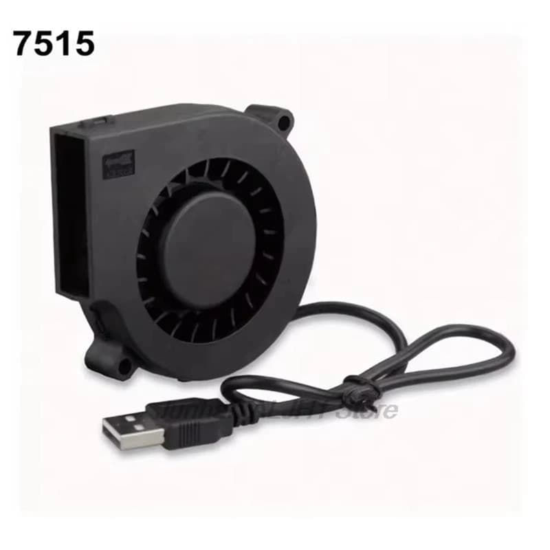 1/2/5pcs 75mm USB Fan Cooling Turbo Blower 7515 5V Brushless 3D Printer For Extruder DC Cooler Power Inverter Air Pump PC CPU F1