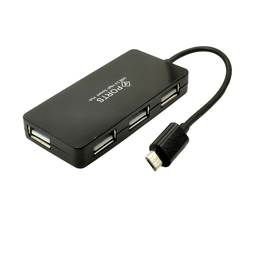Micro USB OTG 4 Port HUB Adapter Cable For Smartphone Tablet High Speed Black White